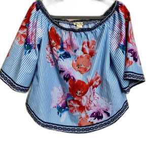 Flying Tomato blue top  floral print off the shoulder blouse size S